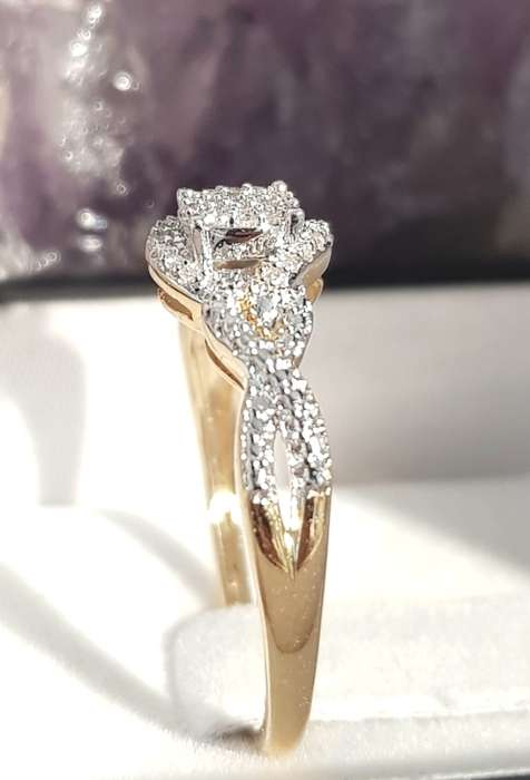 **SWIRL COLLECTION [R27639]** DESIGNER [0.250ct] CLUSTER DIAMOND RING [YELLOW GOLD] - BUY SAFE