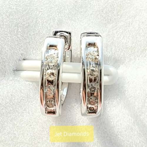 **DIAMOND HOOPS | R18893** ROUND CUT | 0.100ct | DIAMOND EARRINGS | WHITE GOLD -  BUY SAFE