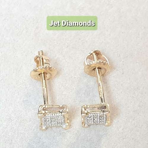 **DIAMOND CLUSTER | R16341** MICRO PAVE SET | 0.185ct | DIAMOND EARRINGS | YELLOW GOLD - BUY SAFE