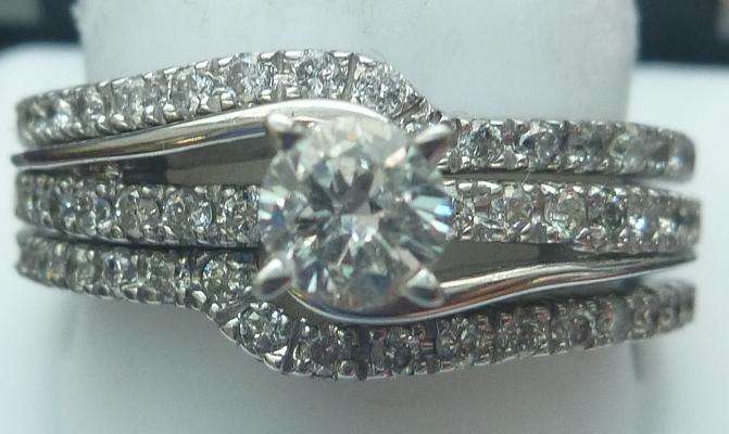 **2 BANDS INLCUDED [R45228]** TRIPSET [1.215ct] DIAMOND RINGS [7.517g] WHITE GOLD - BUY SAFE
