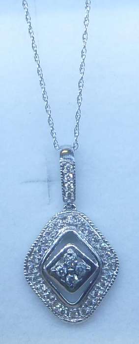 **GLITTERING [R31412]** DIAMOND PENDANT + CHAIN! [0.450ct] ROUND CUT [WHITE GOLD] -  BUY SAFE