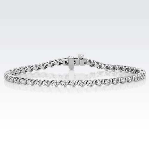 **ONCE-OFF [R56127]** BLACK DIAMOND [3.50cts] TENNIS BRACELET ROUND CUT [18KT WHITE GOLD] -BUY SAFE