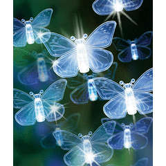 80 Led Butterfly Or Star Solar Powered String Lights Yard Garden Outdoor Decor