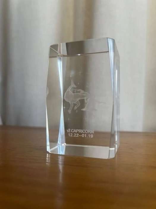 3D Laser Etched Glass Paperweight CAPRICORN 12.22-01.19