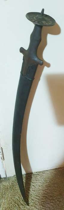 19th Century Indian Sorohi sword with leather sheath