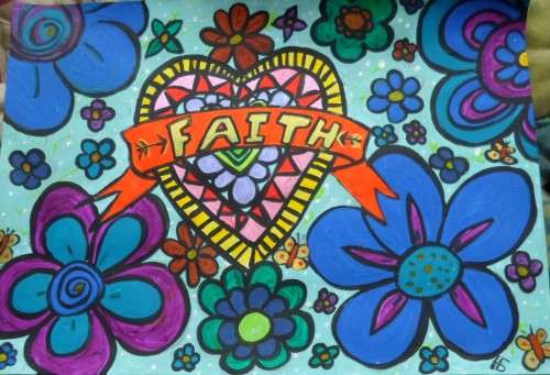 Inspirational FAITH Painting. Acrylic done on a light board. A4 size. Artist HS