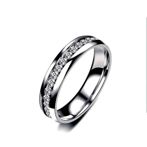 Stainless steel and simulated stones ring