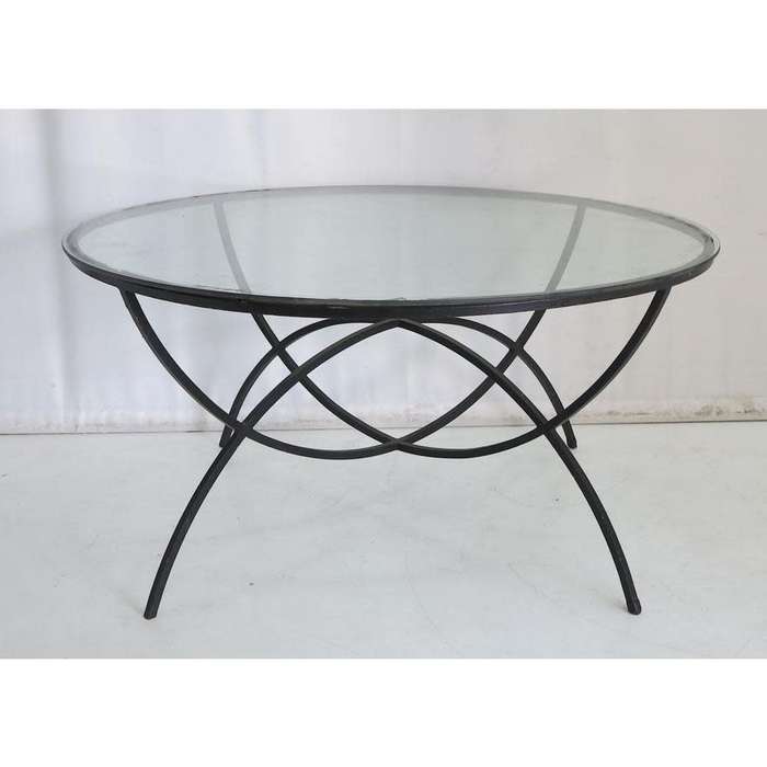 GLASS-TOP STEEL PATIO TABLE AND SET OF 8 CHAIRS