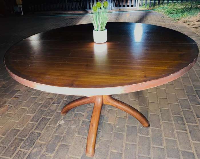 Huge Hard Wood Round Table (Less)