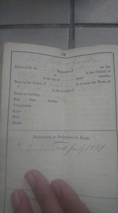 SOLDIERS ACCOUNT BOOK DATED 1821