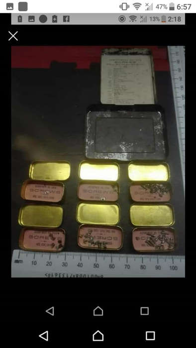 Antique Victorian Elgin National pocket watch parts. Six small brass tins inside bigger tin with sma