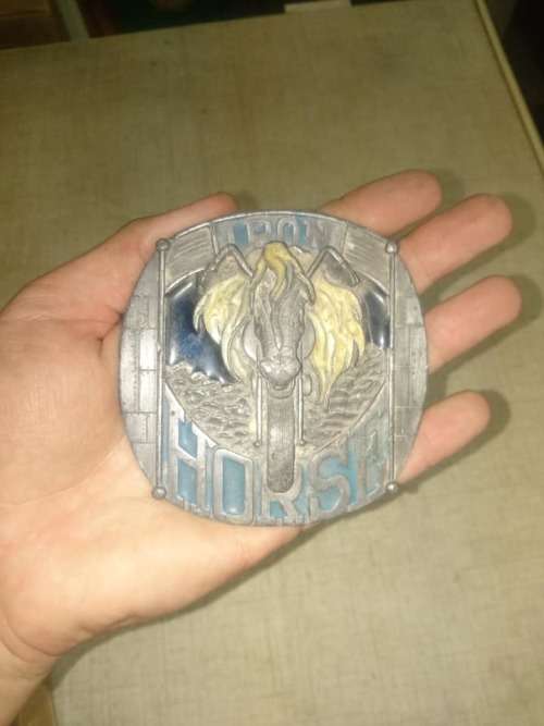 AWESOME IRON HORSE BELT BUCKLE MANUFACTURED EXCLUSIVELY FOR TANSIDE LTD ENGLAND 1990