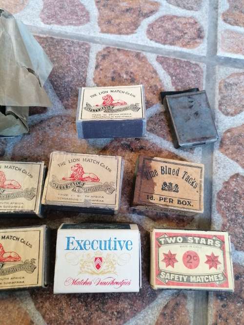 Very old match collection, some full some empty