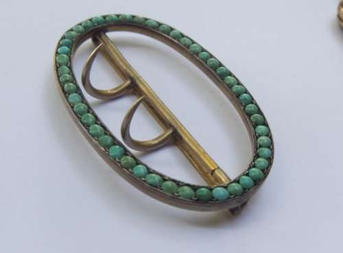 Antique Turquoise Buckle, Victorian Belt Buckle,