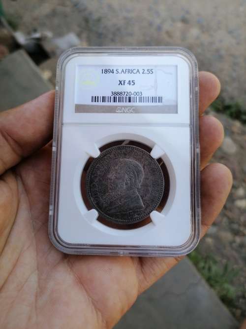 1894 ZAR 2 1/2 SHILLINGS GRADED XF 45 LOW MINTAGE