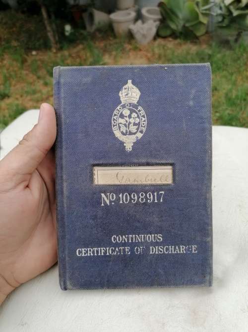 Continuous Certificate of Discharge no 1098917 issued by the board trade for fred gambille
