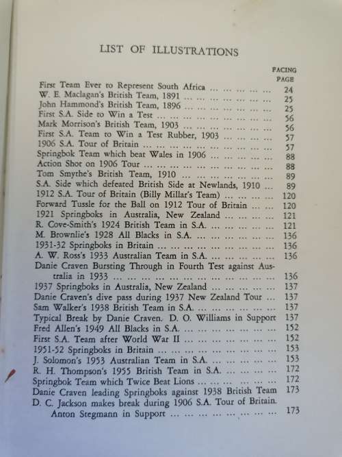 Springboks Down the Years by Danie Craven - Covers all tours up to the 1956 tour of Australia and NZ