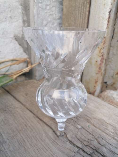 vintage lead crystal , hand cut vase