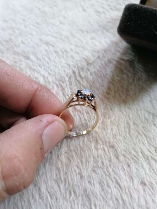 Stunning vintage Natural Opal & Blue Sapphire 9K Solid gold