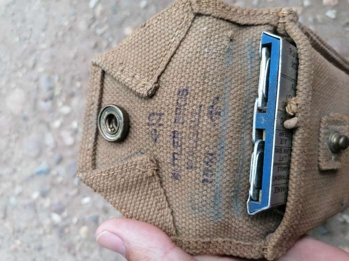 WW2 British Vickers Machine Gun Slide Rule and Webbing Pouch