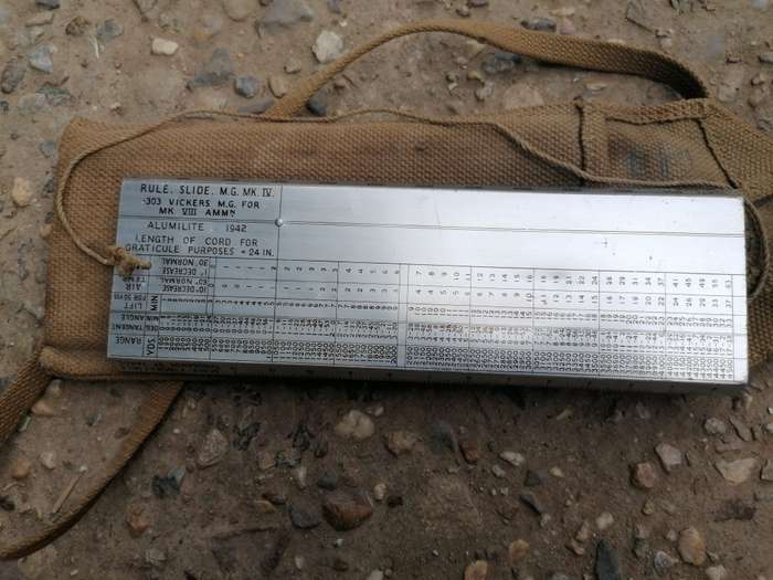 WW2 British Vickers Machine Gun Slide Rule and Webbing Pouch