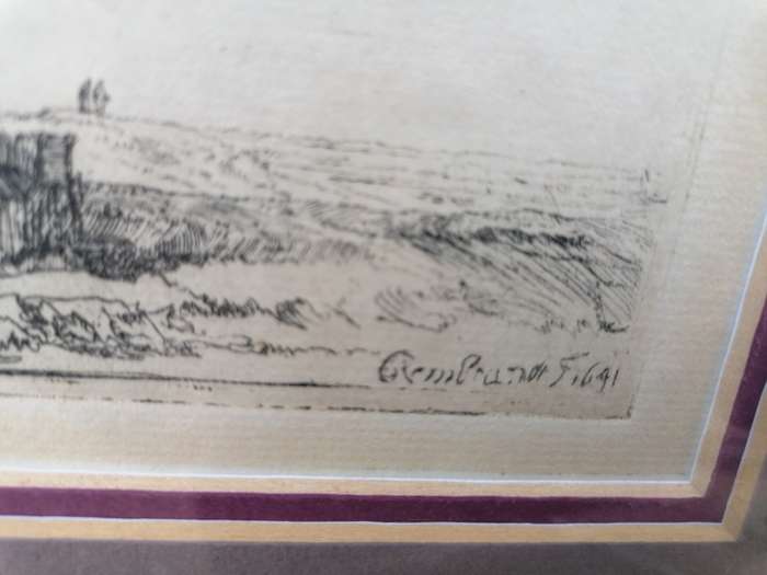 RARE FIND 1641 REMBRANDT ` THE WINDMILL ` ETCHING  HAND PRINTED BY THEO BEERENDONK