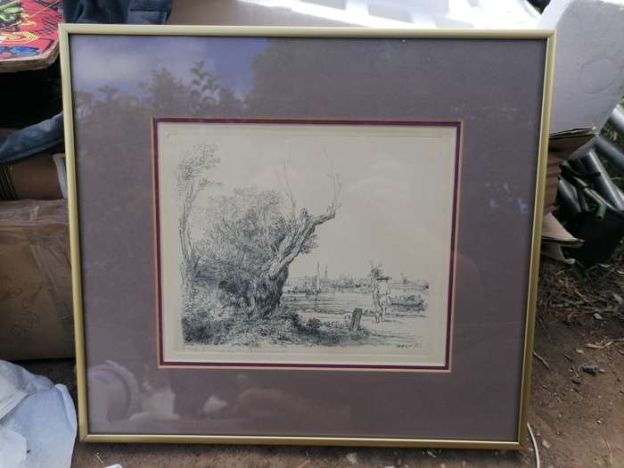 RARE FIND 1643 REMBRANDT , ETCHING HAND PRINTED BY THEO BEERENDONK