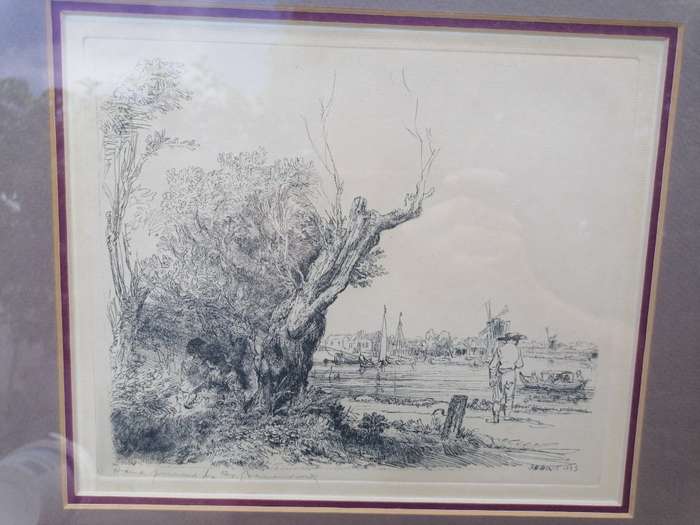 RARE FIND 1643 REMBRANDT , ETCHING HAND PRINTED BY THEO BEERENDONK