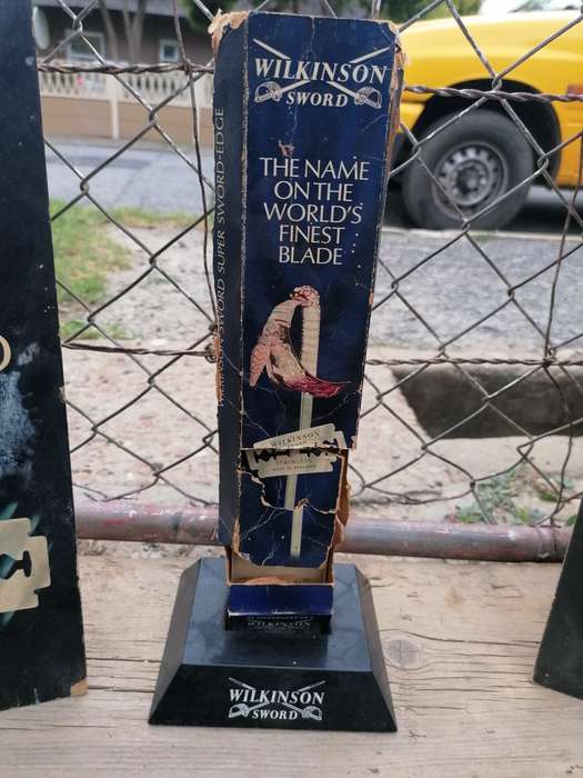 Rare find original Wilkinson sword razor blade stand and advertisement