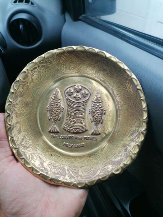 Vintage `The Loaves & Fishes` Holy Land Israel Ornate Copper