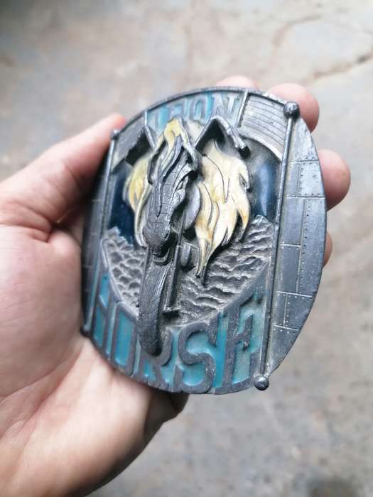 AWESOME IRON HORSE BELT BUCKLE MANUFACTURED EXCLUSIVELY FOR TANSIDE LTD ENGLAND 1990