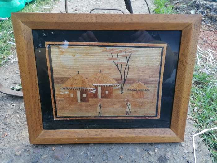 Original Art Dry Banana leaf Painting art  Village Zimbabwe Africa