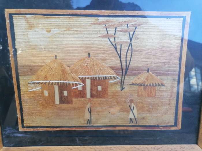 Original Art Dry Banana leaf Painting art  Village Zimbabwe Africa