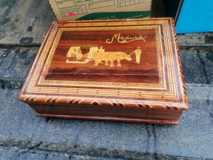 Genuine Madeira inlaid wooden writing box