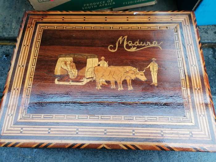 Genuine Madeira inlaid wooden writing box