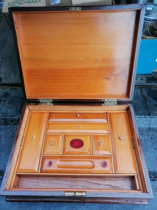 Genuine Madeira inlaid wooden writing box