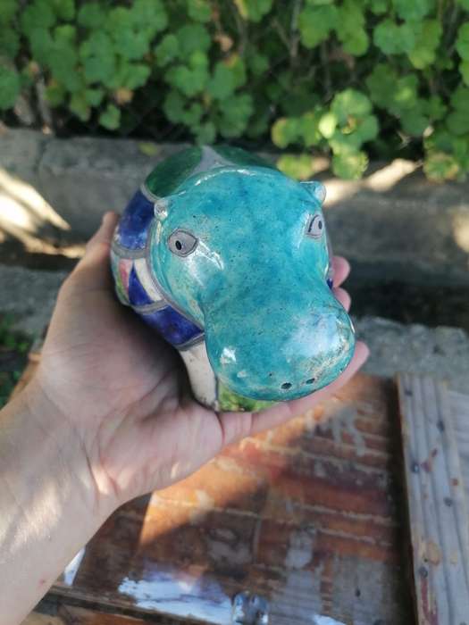 Raku Pottery Hippopotamus Hippo Figurine Made in South Africa