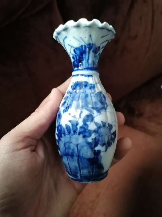 antique Japanese imari blue and white baluster vase