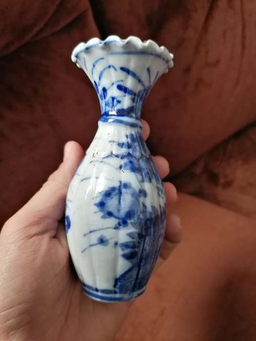 antique Japanese imari blue and white baluster vase