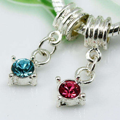 Dangling Crystal Sterling Silver Plated European Style Charm Bead (NOT cheap alloy - NO Nickel)