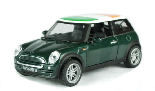 BMW Mini Cooper S in metallic green with Irish Tricolour.