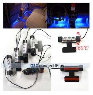 4x 3-LED Car 12V Duty Interior Decorative Incandescent Light Atmosphere Bulbs Set (Blue)..!
