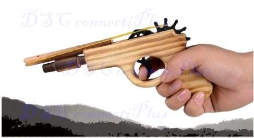 Kids Toys Wooden Toy Gun Classic Playing Rubber Band Pistol Elastic Band Launcher (Brown)..!