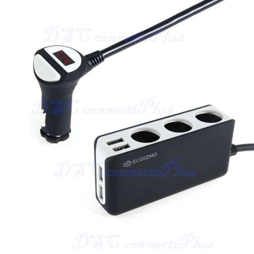 EUGIZMO High Quality 4 USB Port Quick Charge 2.0 Car Cigarette Lighter Socket 3 Way Splitter Charger