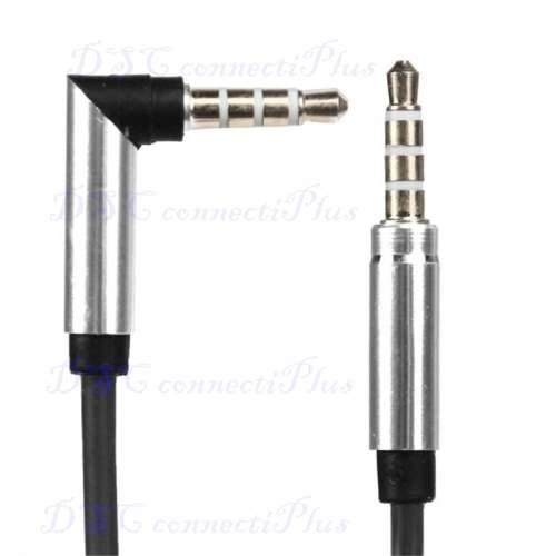 3.5mm Jack Right-angled Elbow Male to Male Stereo Headphone Car Aux Audio Extension Cable (Black)..!