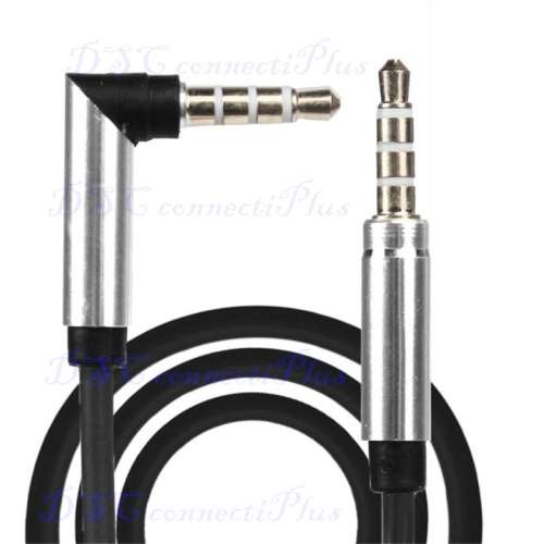 3.5mm Jack Right-angled Elbow Male to Male Stereo Headphone Car Aux Audio Extension Cable (Black)..!