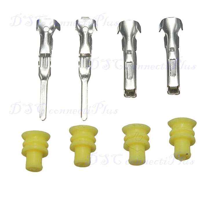 2-Pin Sealed Waterproof Automotive Electrical Wire Connector Plug Set (Black)..!