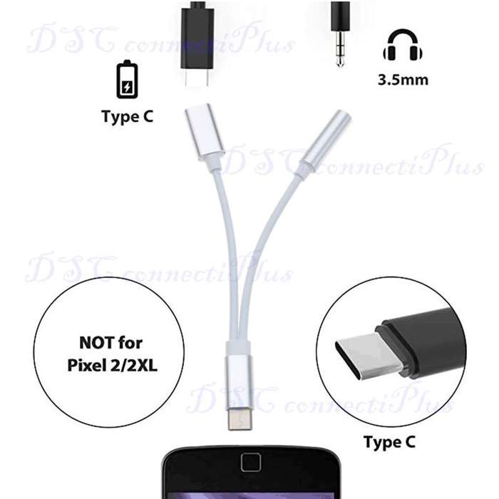 Mini Type-C to 3.5mm Female AUX Earphone Audio Cable 2-in-1 Music Port Adapter (Black+White)..!