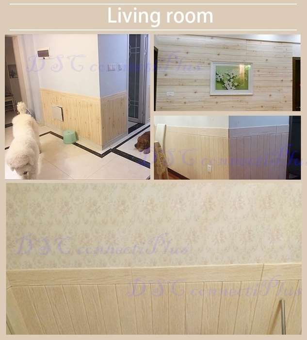 PE Foam Waterproof 3D Wooden Wall Sticker Living Room Home Decor Wall Covering Wallpaper (Pink Wood)