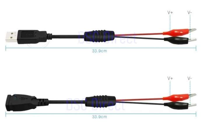 DIY USB Aligator Clips Crocodile Wire Male/Female to USB Line Detector DC Voltage Capacity Tester!!